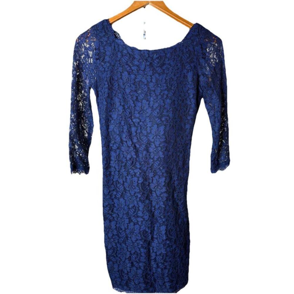 Diane von Furstenberg “Zarita”‎ Women Size 0 Blue Lace  Wedding Cocktail Party